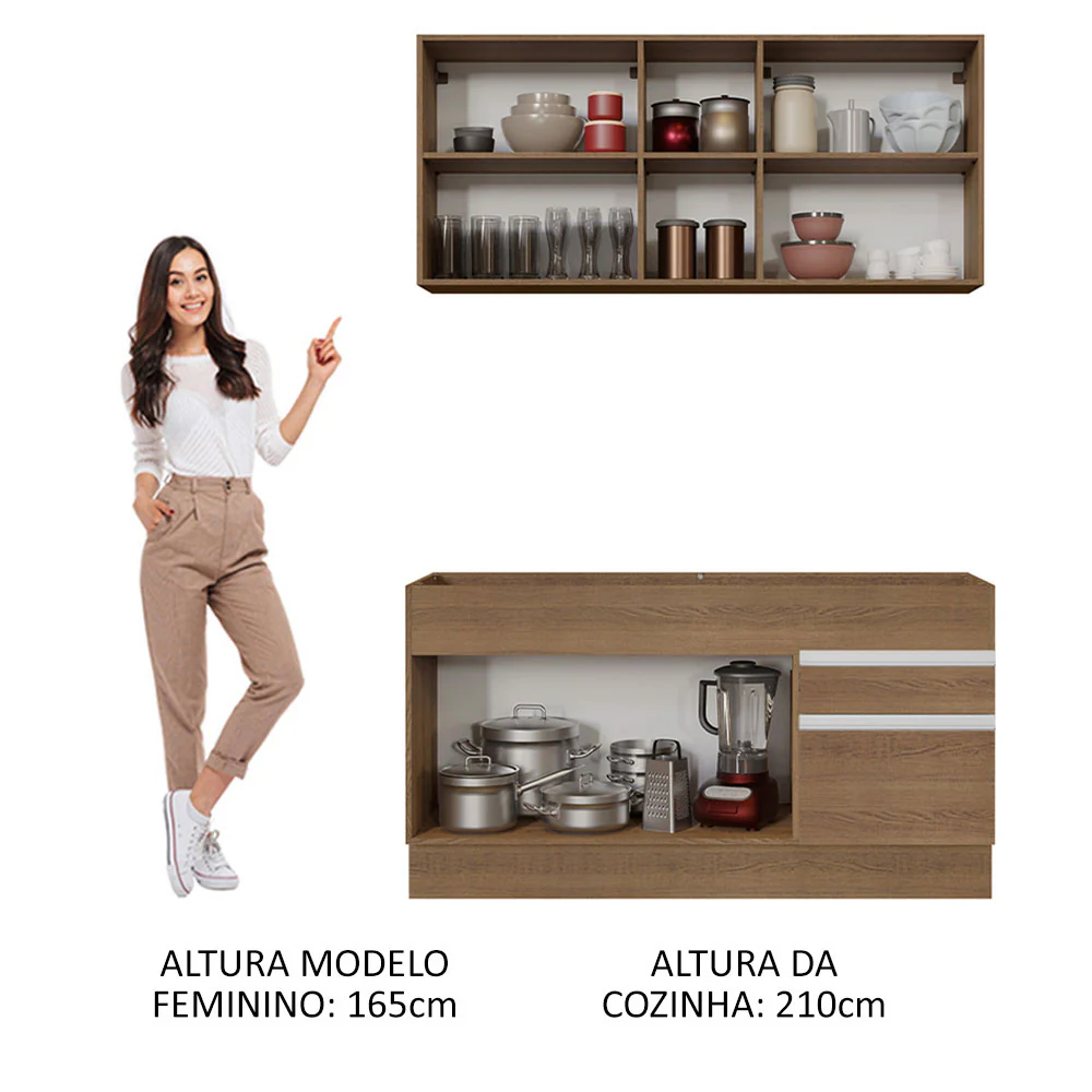 Armário de Cozinha Compacta 150cm Rustic Glamy Madesa 02 - Image 5