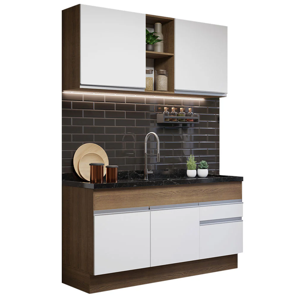Armário de Cozinha Compacta 150cm Rustic/Branco Glamy Madesa 02 - Image 2