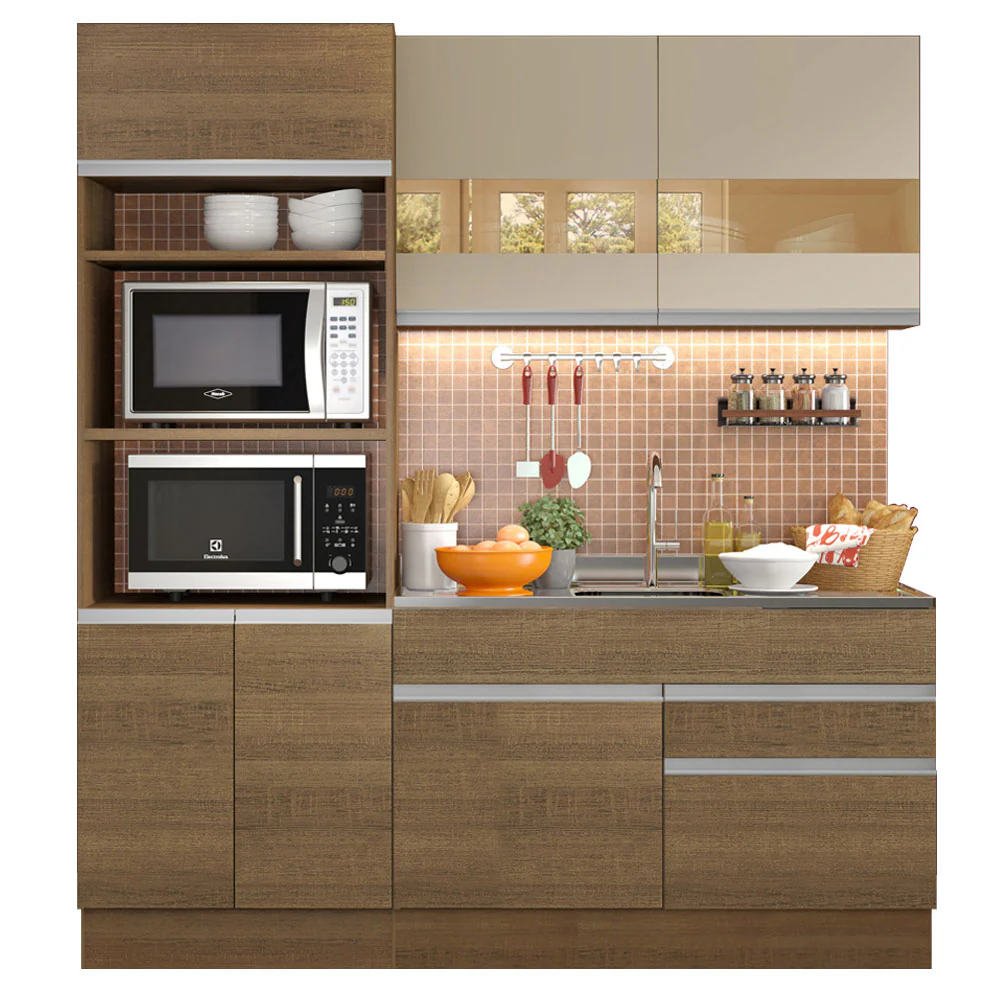 Armário de Cozinha Compacta 190cm Rustic/Rustic/Crema Helen Madesa 02 - Image 2