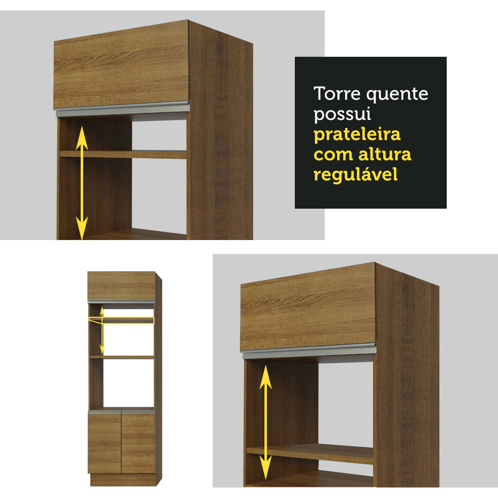 Armário de Cozinha Compacta 190cm Rustic/Rustic/Crema Helen Madesa 02 - Image 8