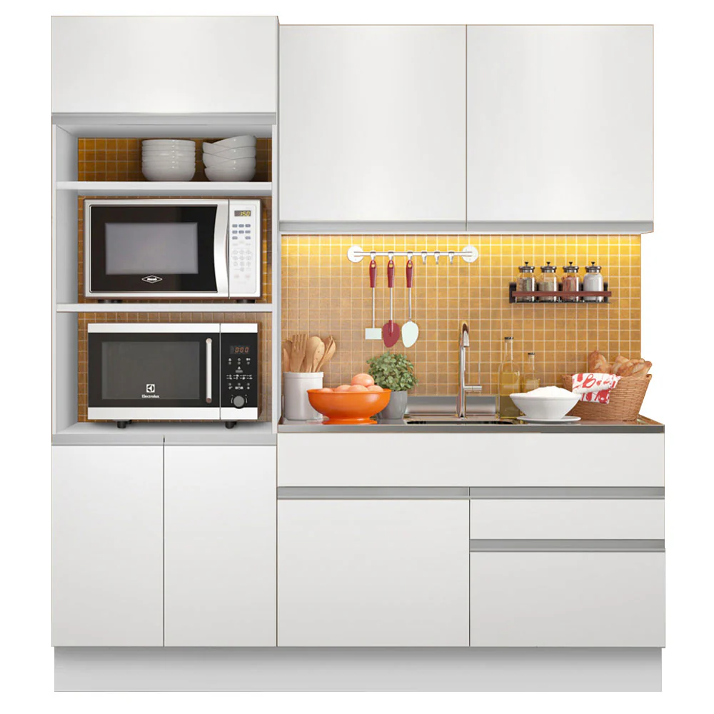 Armário de Cozinha Compacta 6 Portas 2 Gavetas (Sem Tampo e Pia) Branco Lívia Madesa - Image 2