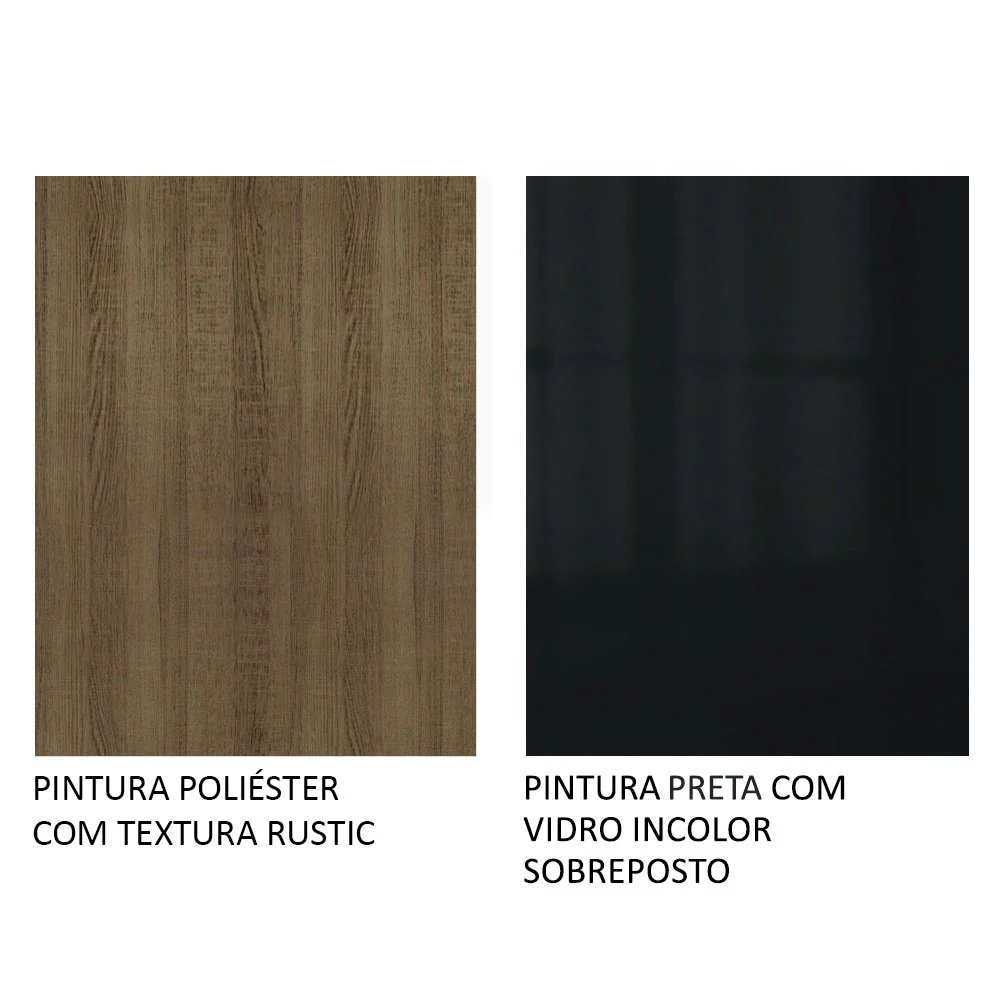 Armário de Cozinha Compacta 180 x 60 cm Rustic/Preto Lux Madesa 01 - Image 11