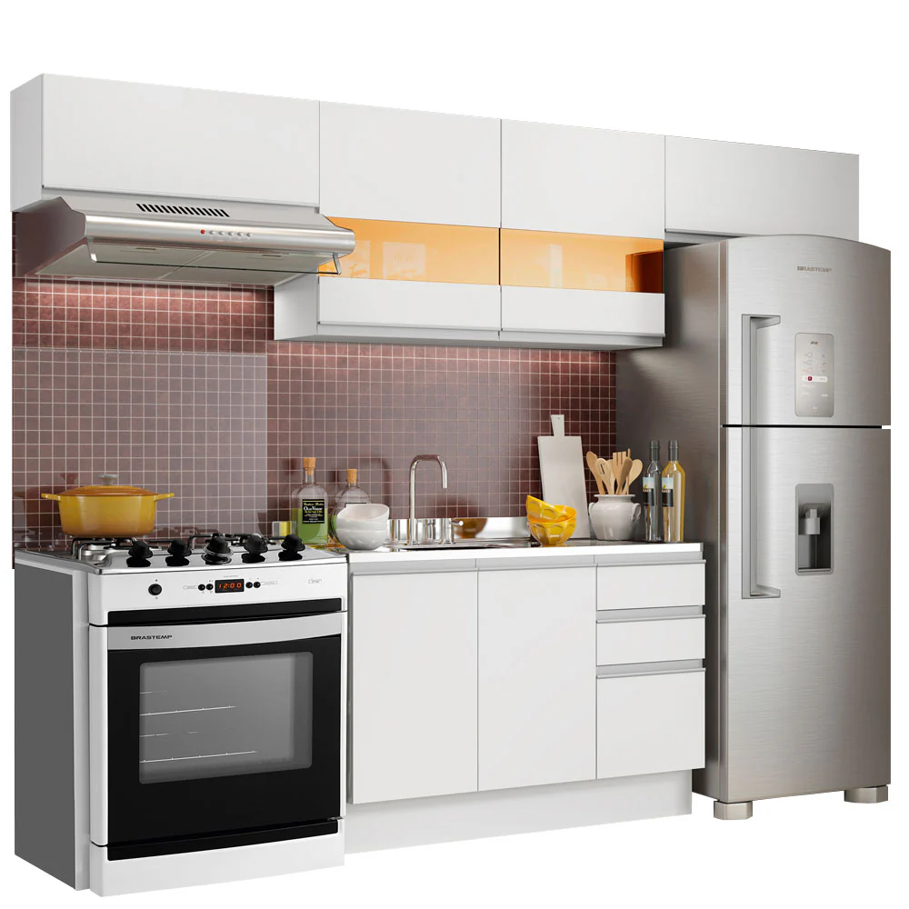Armário de Cozinha Compacta 280cm Branco Marina Madesa 01 - Image 2