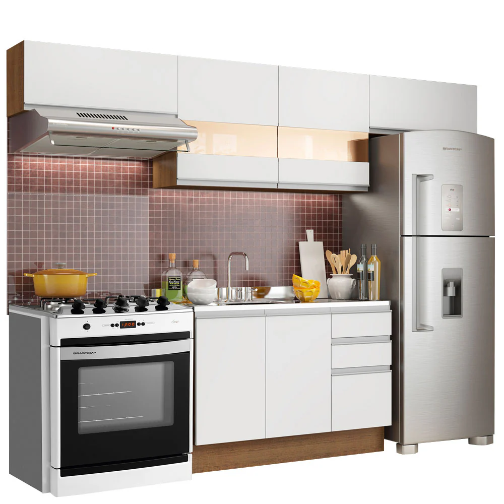 Armário de Cozinha Compacta 280cm Rustic/Branco Marina Madesa 01 - Image 2