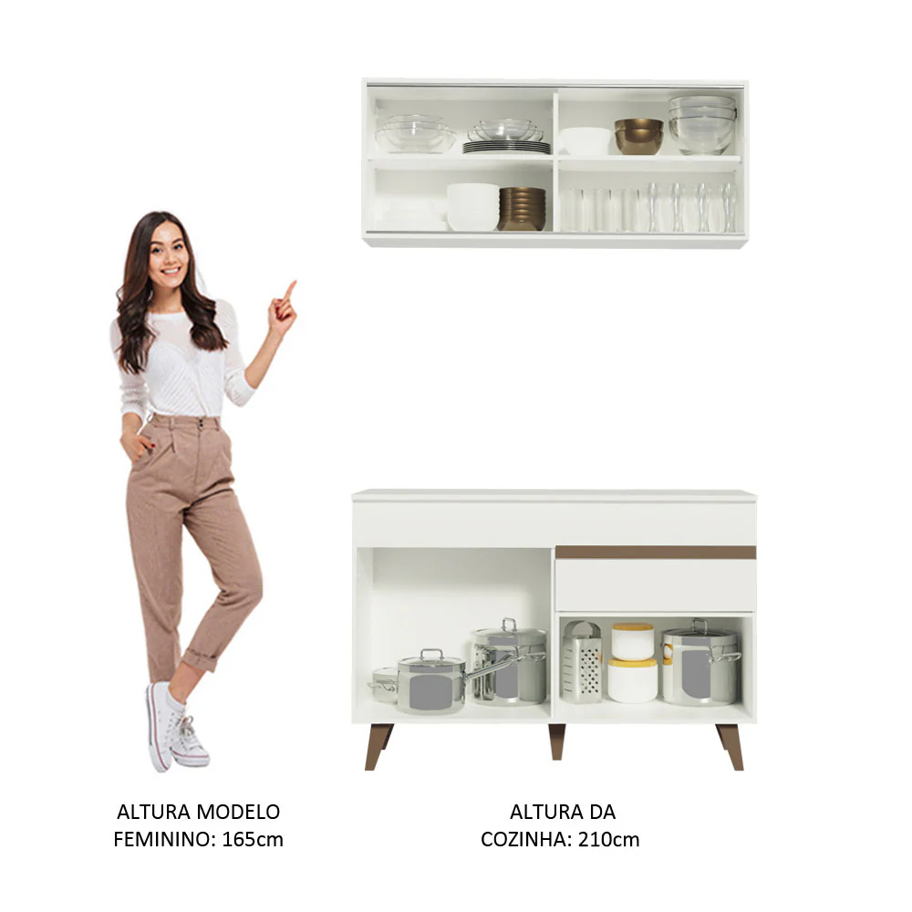 Armário de Cozinha Compacta 120cm Branco Reims Madesa 01 - Image 5