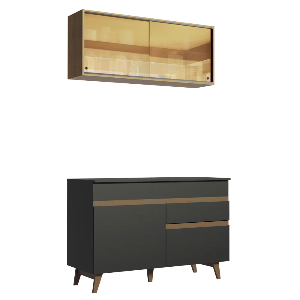 Armário de Cozinha Compacta 120cm Preto/Rustic Reims Madesa 01 - Image 11
