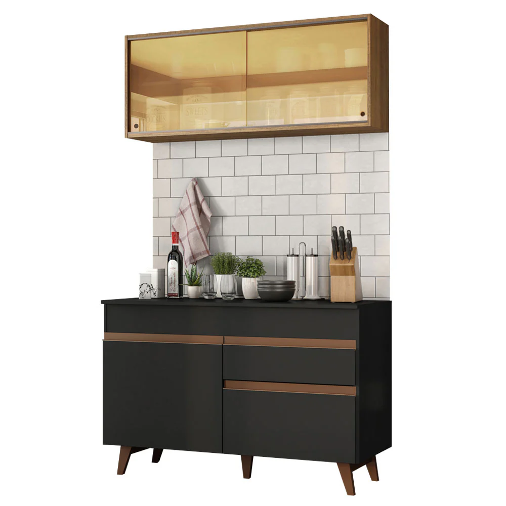 Armário de Cozinha Compacta 120cm Preto/Rustic Reims Madesa 01 - Image 2