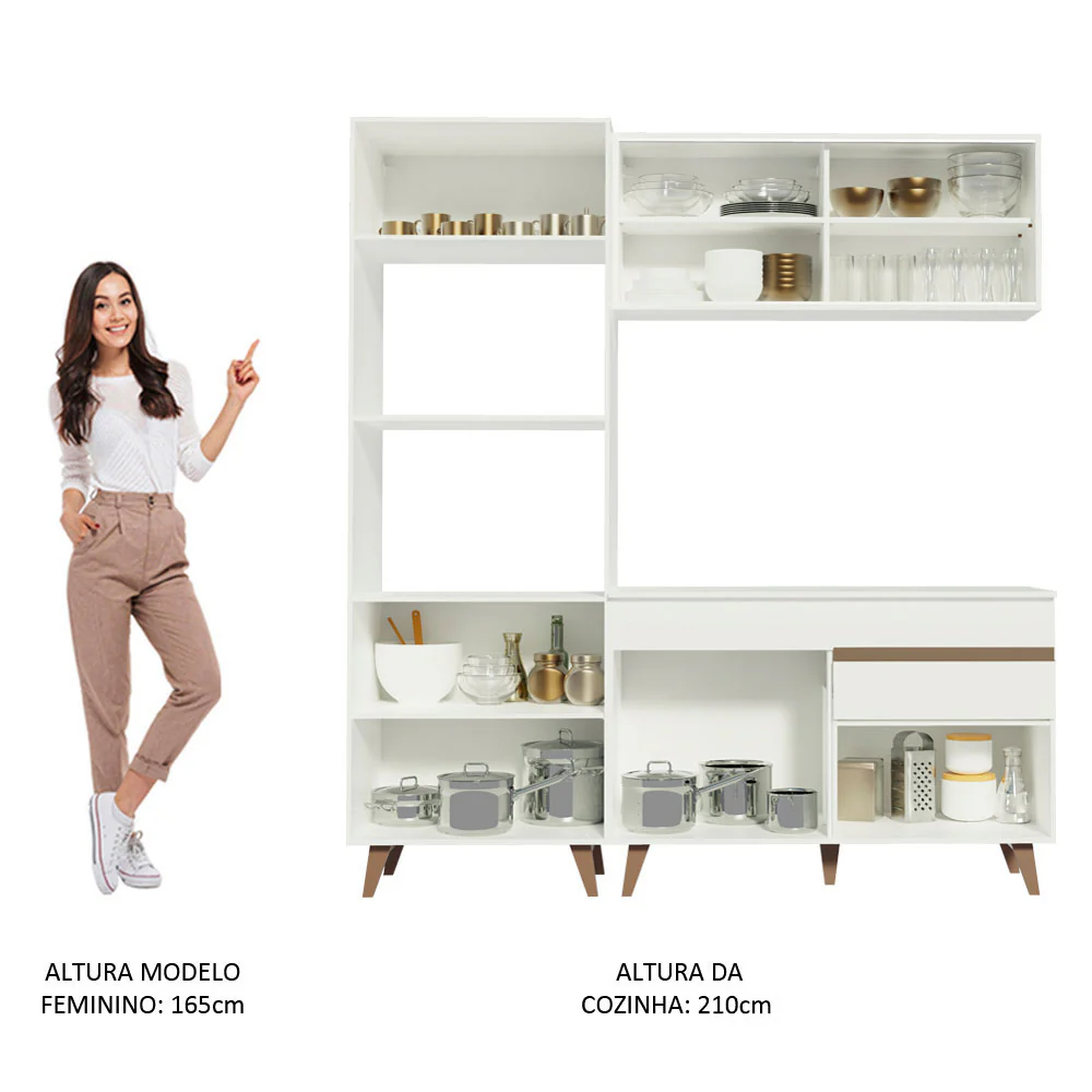 Armário de Cozinha Compacta 190cm Branco Reims Madesa 02 - Image 5