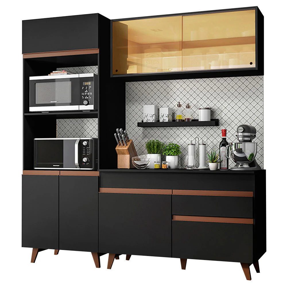 Armário de Cozinha Compacta 190cm Preto Reims Madesa 02 - Image 2