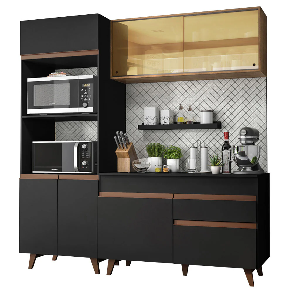 Armário de Cozinha Compacta 190cm Preto/Rustic Reims Madesa 02 - Image 2