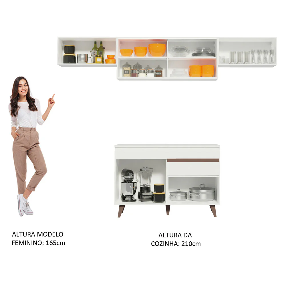 Armário de Cozinha Compacta Reims 260cm Branco Reims Madesa 03 - Image 5
