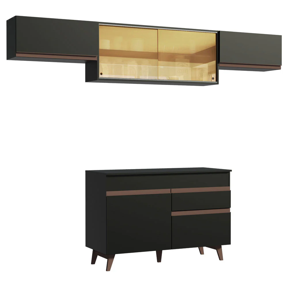 Armário de Cozinha Compacta Reims 260cm Preto Reims Madesa 03 - Image 11