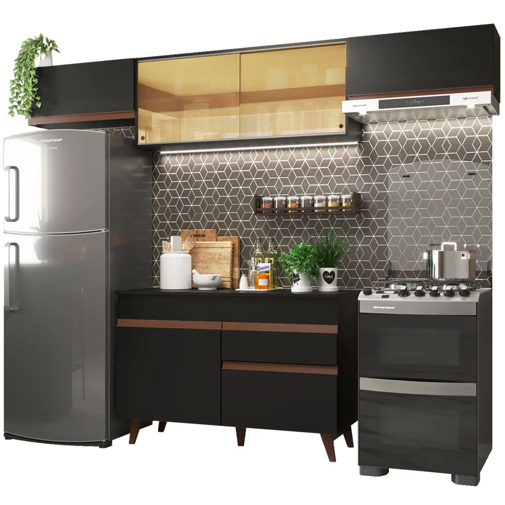 Armário de Cozinha Compacta Reims 260cm Preto Reims Madesa 03 - Image 2