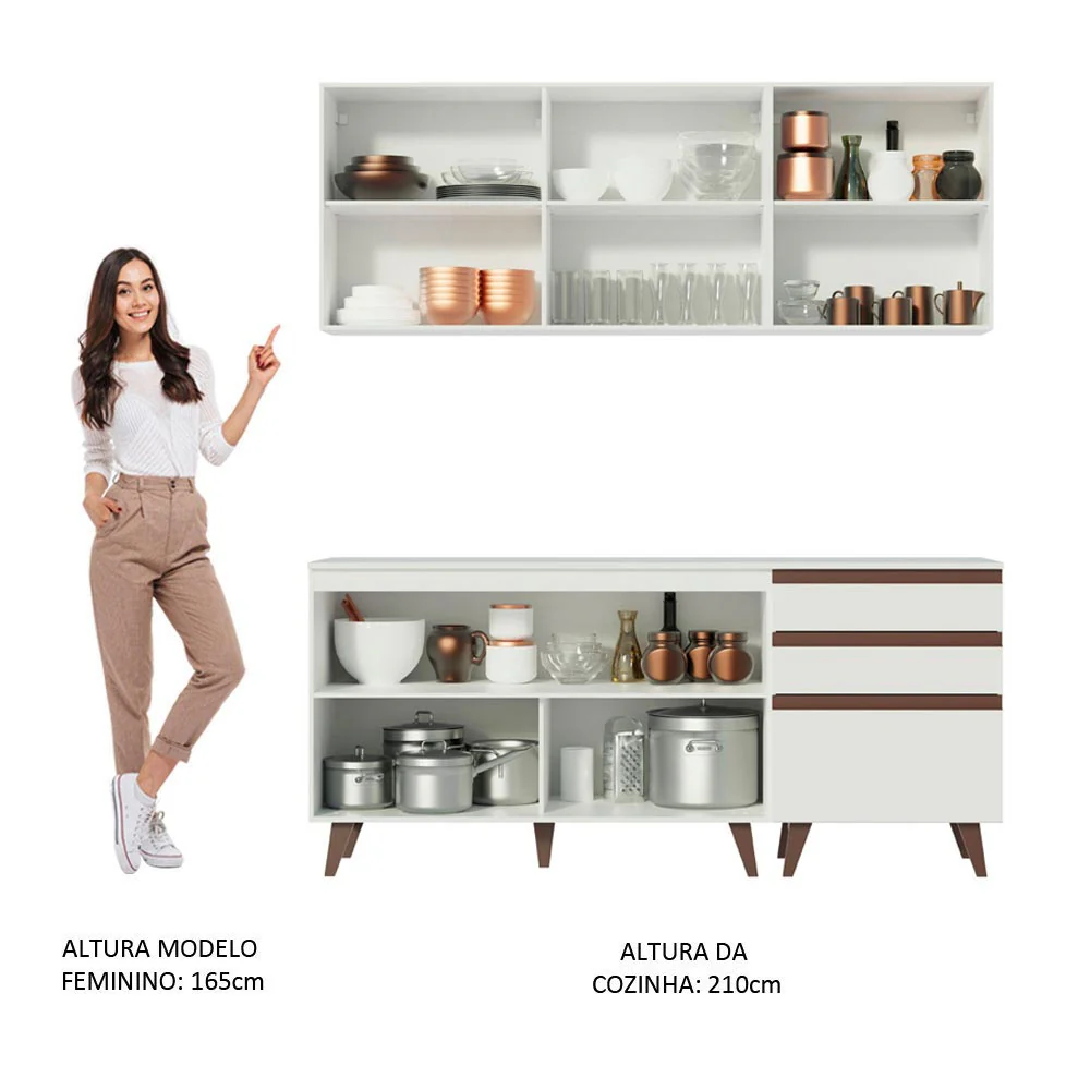 Armário de Cozinha Compacta 180cm Branco Reims Madesa 80 - Image 5