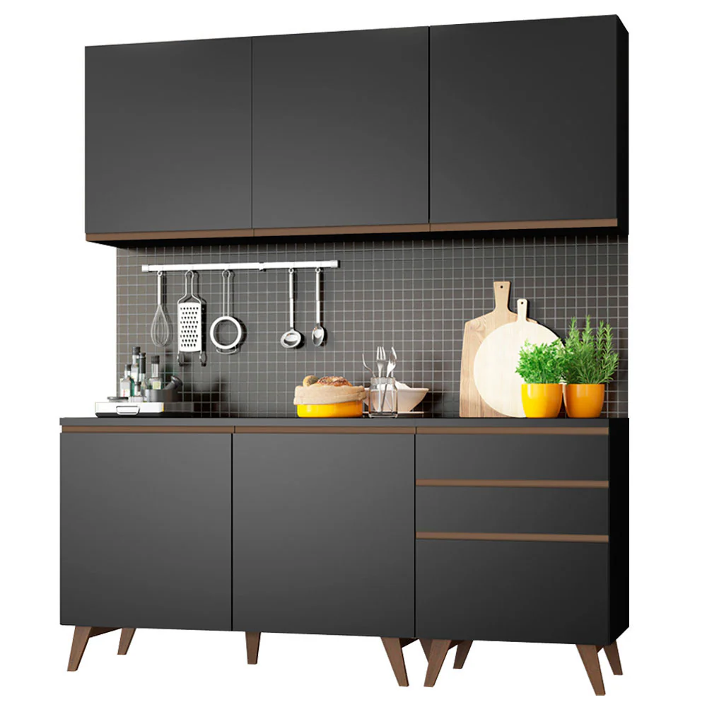 Armário de Cozinha Compacta 180cm Preto Reims Madesa 80 - Image 2