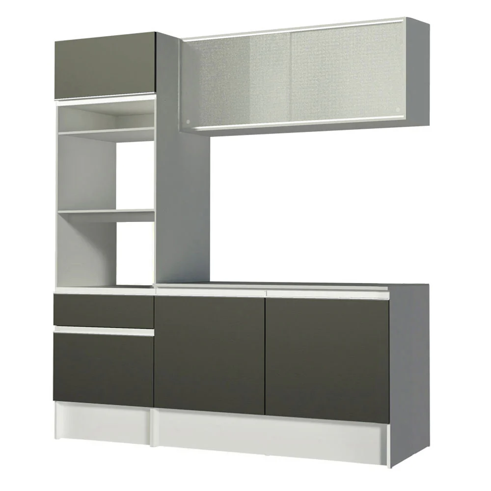 Armário de Cozinha Compacta 180cm Branco/Preto Topazio Madesa 86 - Image 10