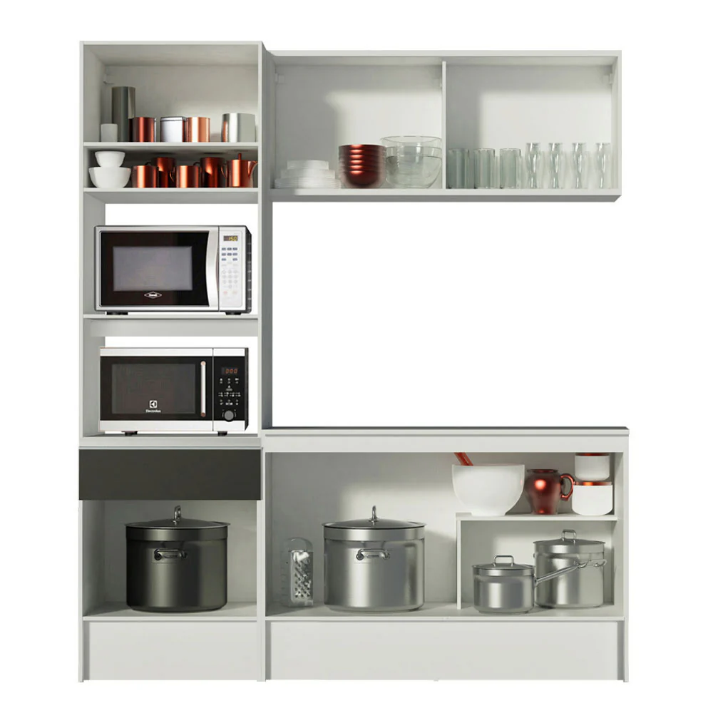 Armário de Cozinha Compacta 180cm Branco/Preto Topazio Madesa 86 - Image 5