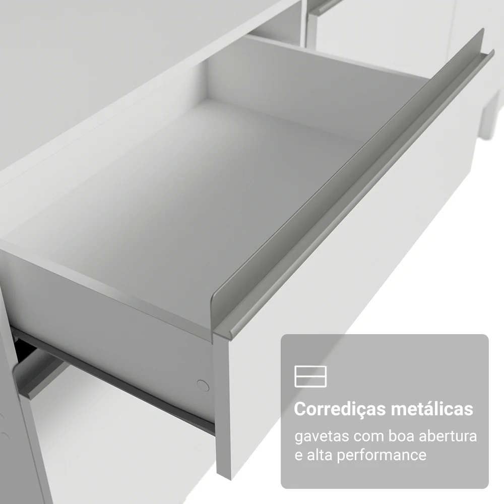 Armário de Cozinha Compacta com Balcão e Tampo Branco Topazio Pop Madesa - Image 5