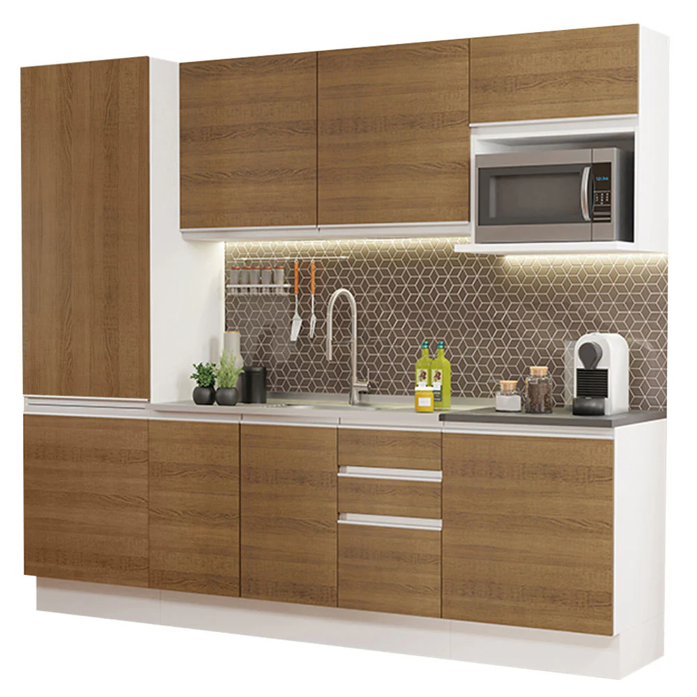 Armário de Cozinha Completa 100% MDF 240cm Branco/Rustic Acordes Madesa 01 - Image 2