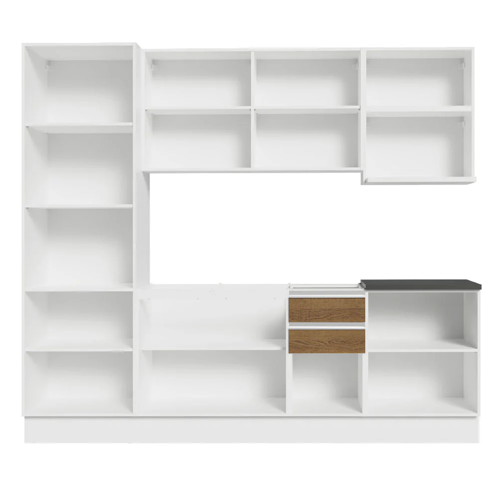 Armário de Cozinha Completa 100% MDF 240cm Branco/Rustic Acordes Madesa 01 - Image 6
