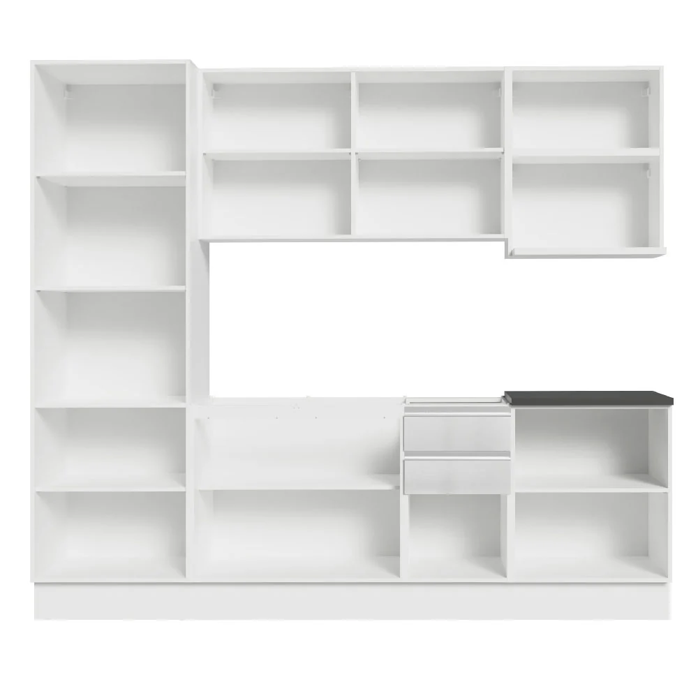 Armário de Cozinha Completa 100% MDF 240cm Frentes Branco Brilho Acordes Madesa 01 - Image 6