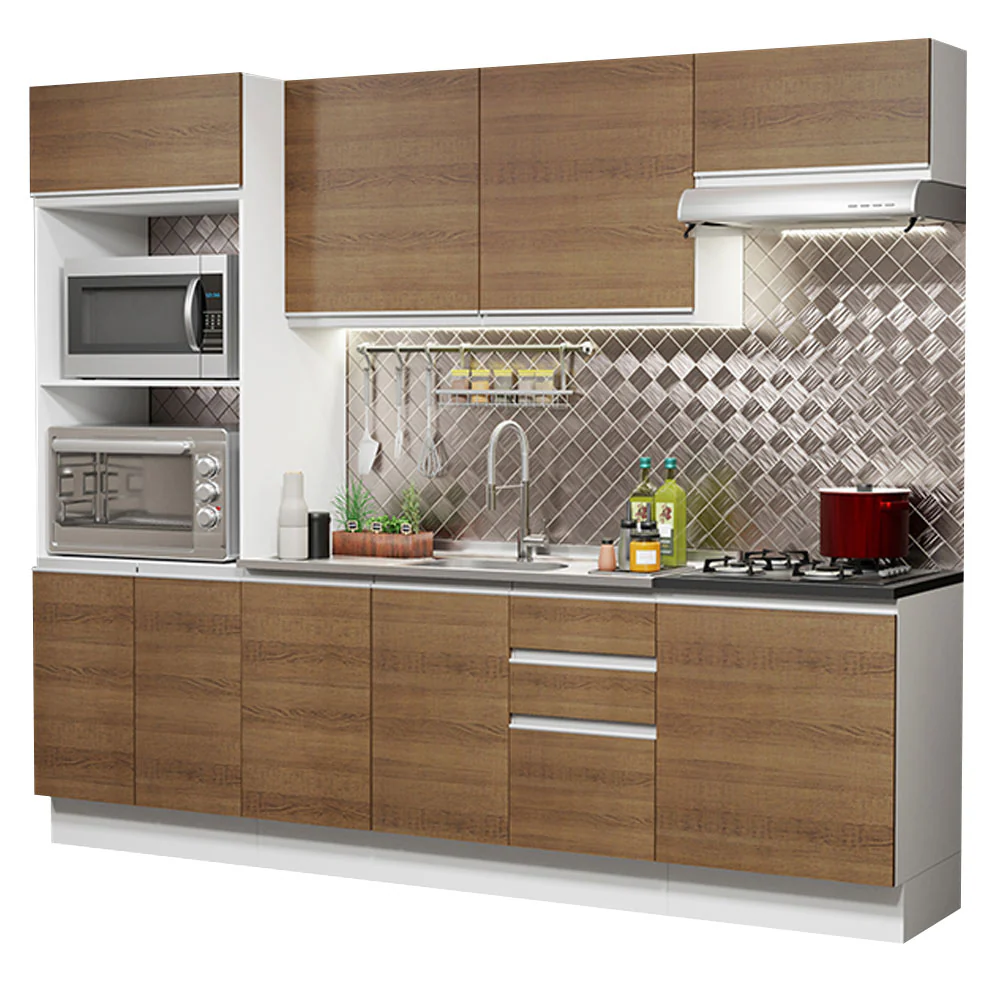 Armário de Cozinha Completa 100% MDF 250cm Branco/Rustic Acordes Madesa 03 - Image 2