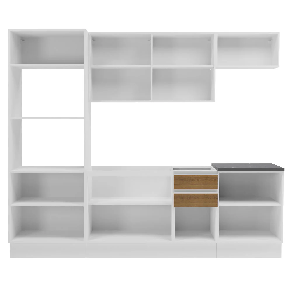 Armário de Cozinha Completa 100% MDF 250cm Branco/Rustic Acordes Madesa 03 - Image 6