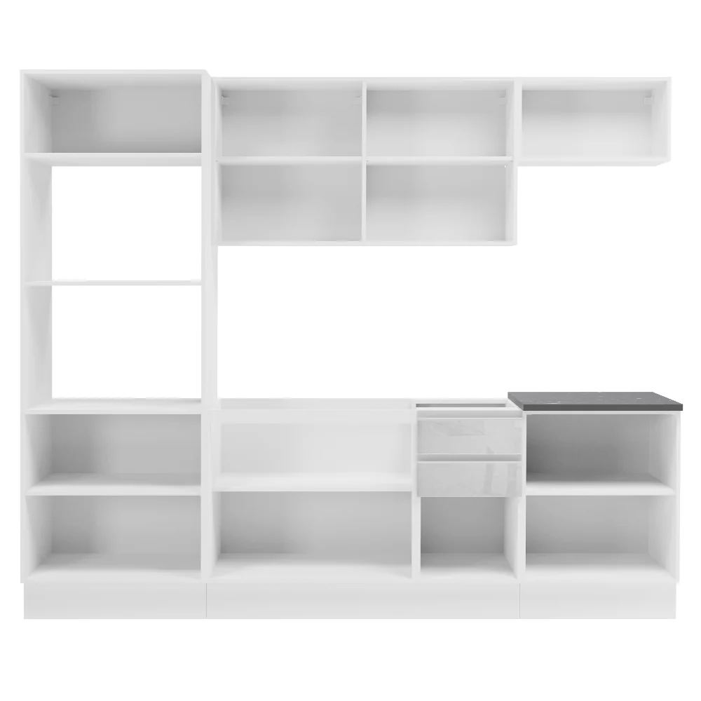 Armário de Cozinha Completa 100% MDF 250cm Frentes Branco Brilho Acordes Madesa 03 - Image 6