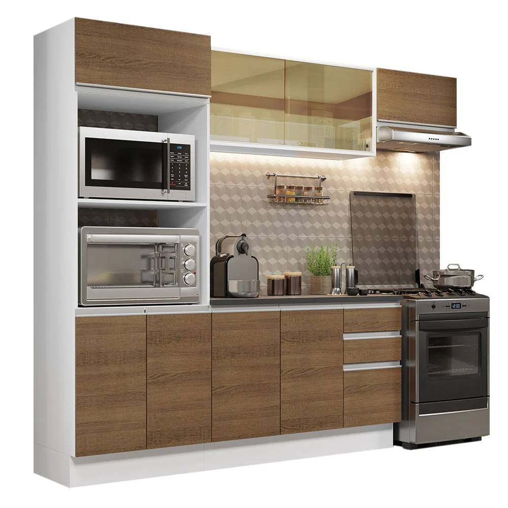 Armário de Cozinha Completa 100% MDF 250cm Branco/Rustic Acordes Madesa 04 - Image 2