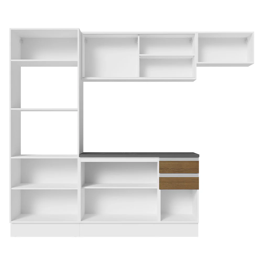 Armário de Cozinha Completa 100% MDF 250cm Branco/Rustic Acordes Madesa 04 - Image 6
