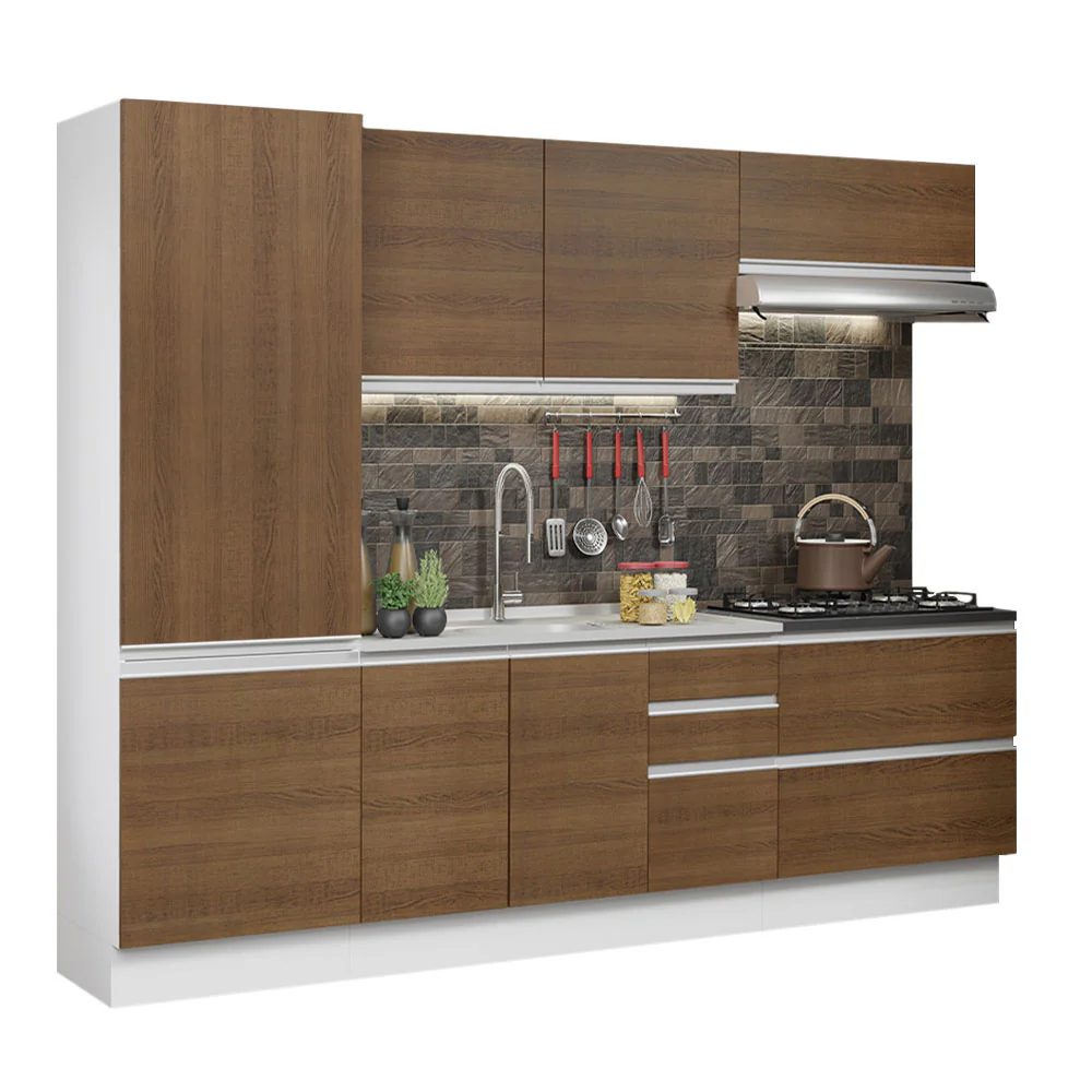 Armário de Cozinha Completa 100% MDF 260cm Branco/Rustic Acordes Madesa 01 - Image 2