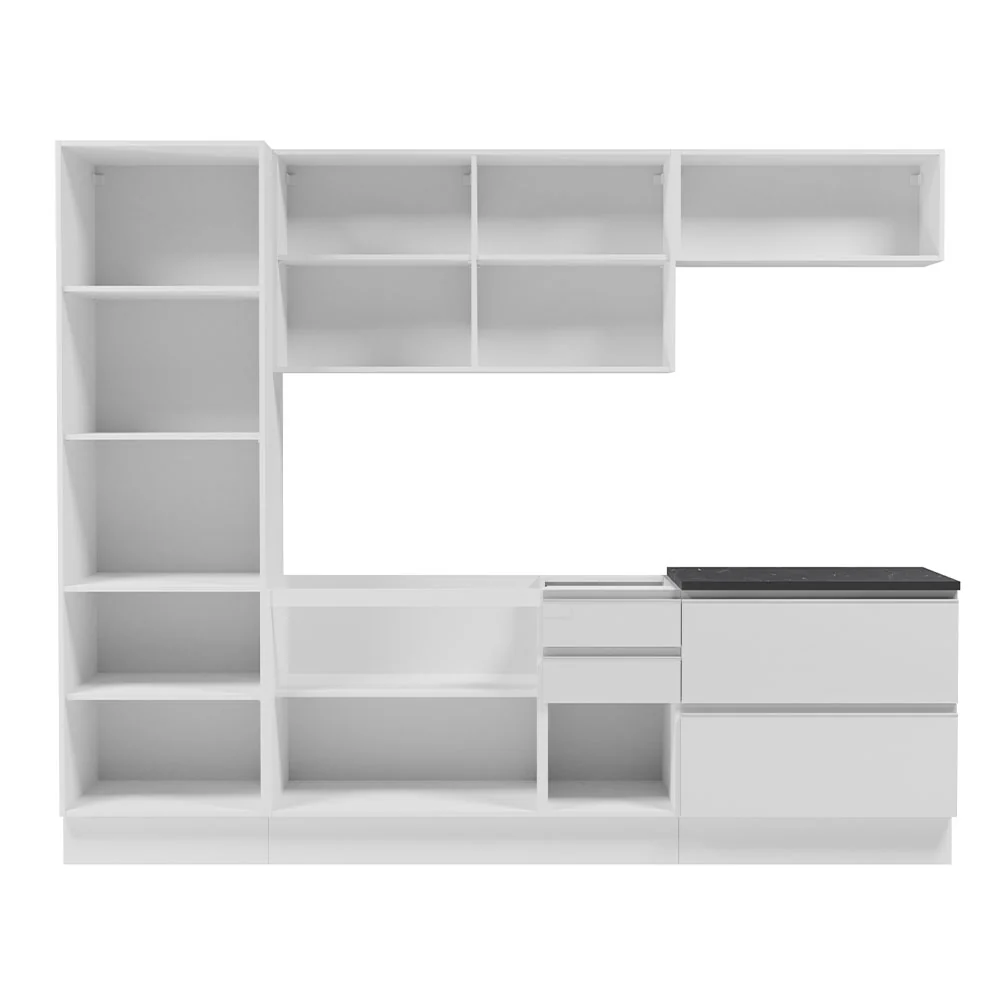 Armário de Cozinha Completa 100% MDF 260cm Frentes Branco Brilho Acordes Madesa 01 - Image 6