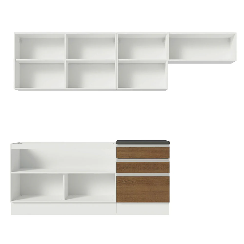Armário de Cozinha Completa 100% MDF 260cm Branco/Rustic Acordes Madesa 03 - Image 6