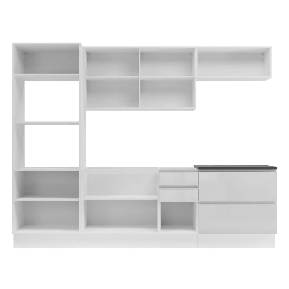 Armário de Cozinha Completa 100% MDF 270cm Frentes Branco Brilho Acordes Madesa 06 - Image 6