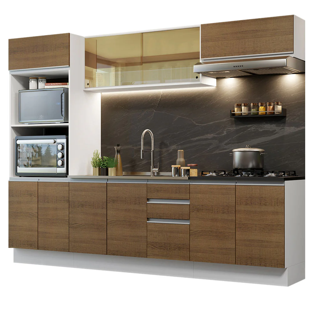 Armário de Cozinha Completa 100% MDF 270cm Branco/Rustic Acordes Madesa 07 - Image 2