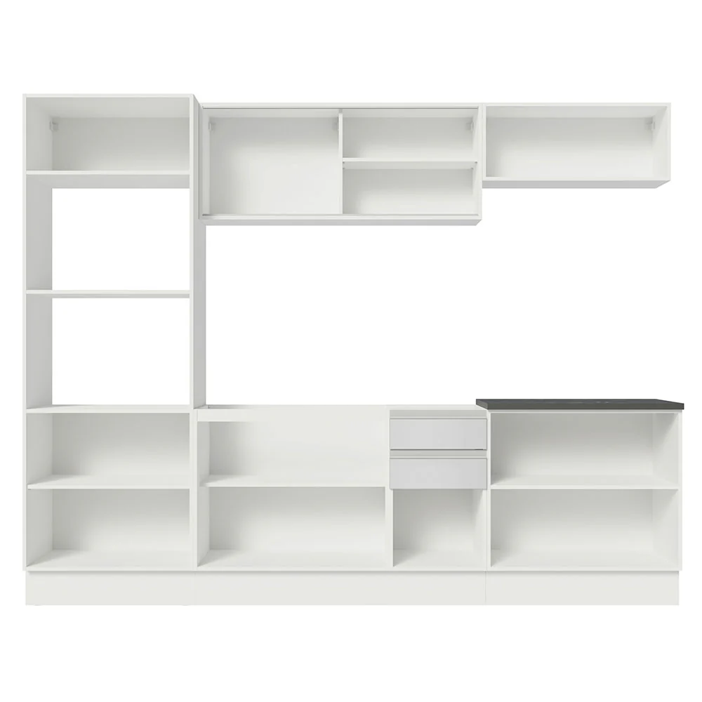 Armário de Cozinha Completa 100% MDF 270cm Frentes Branco Brilho Acordes Madesa 07 - Image 6