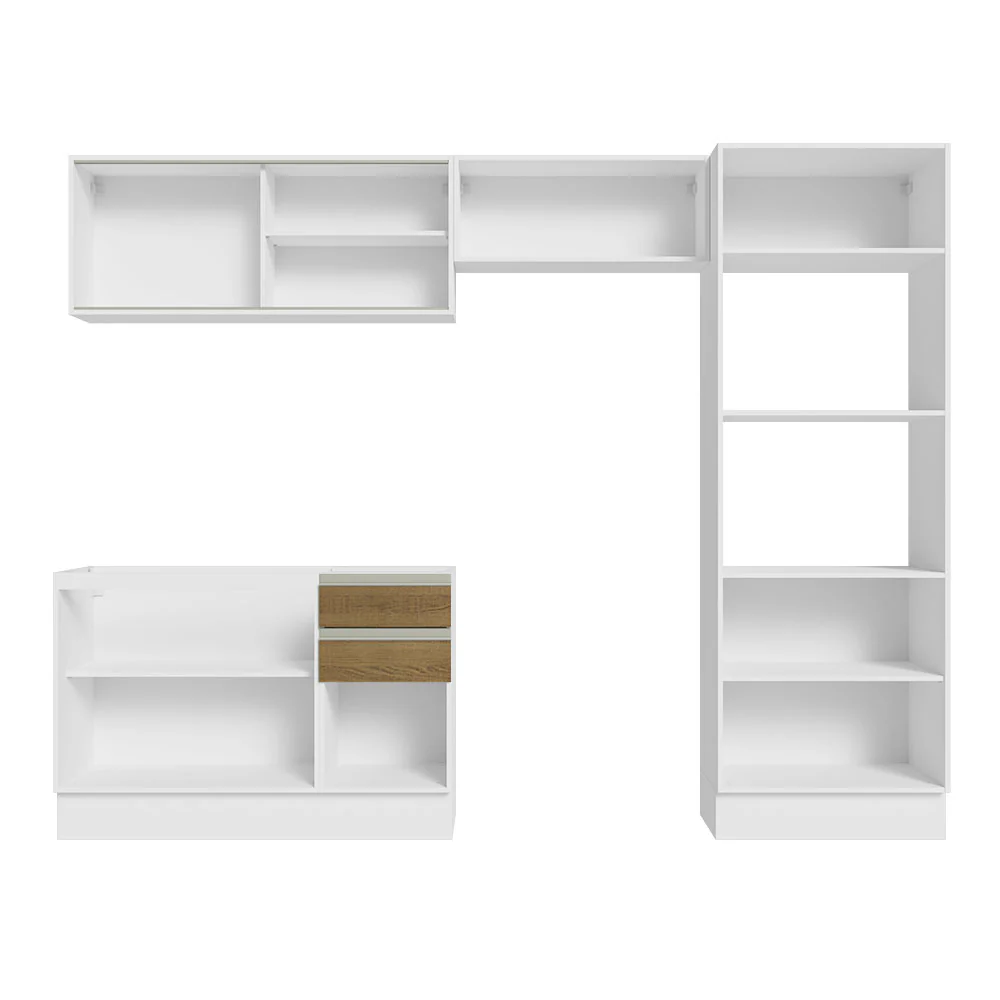 Armário de Cozinha Completa 100% MDF 270cm Branco/Rustic Acordes Madesa 08 - Image 6
