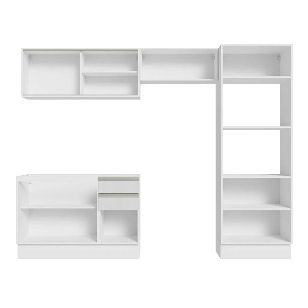 Armário de Cozinha Completa 100% MDF 270cm Frentes Branco Brilho Acordes Madesa 08 - Image 6