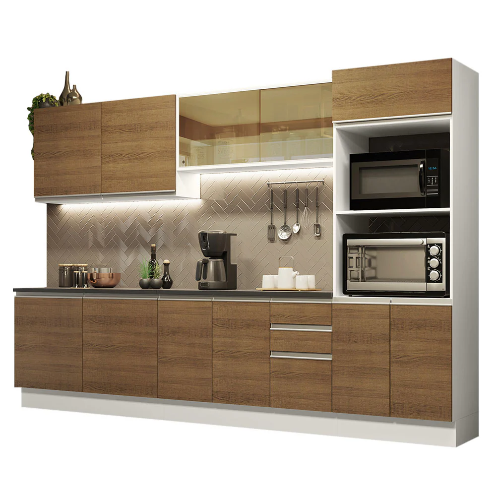 Armário de Cozinha Completa 100% MDF 310cm Branco/Rustic Acordes Madesa 01 - Image 2