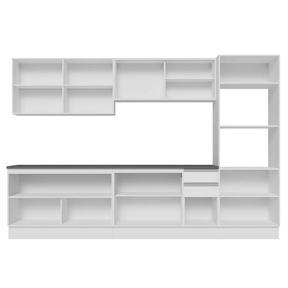 Armário de Cozinha Completa 100% MDF 310cm Frentes Branco Brilho Acordes Madesa 01 - Image 6