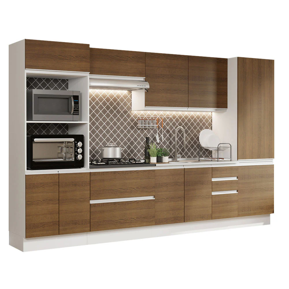 Armário de Cozinha Completa 100% MDF 330cm Branco/Rustic Acordes Madesa 05 - Image 2