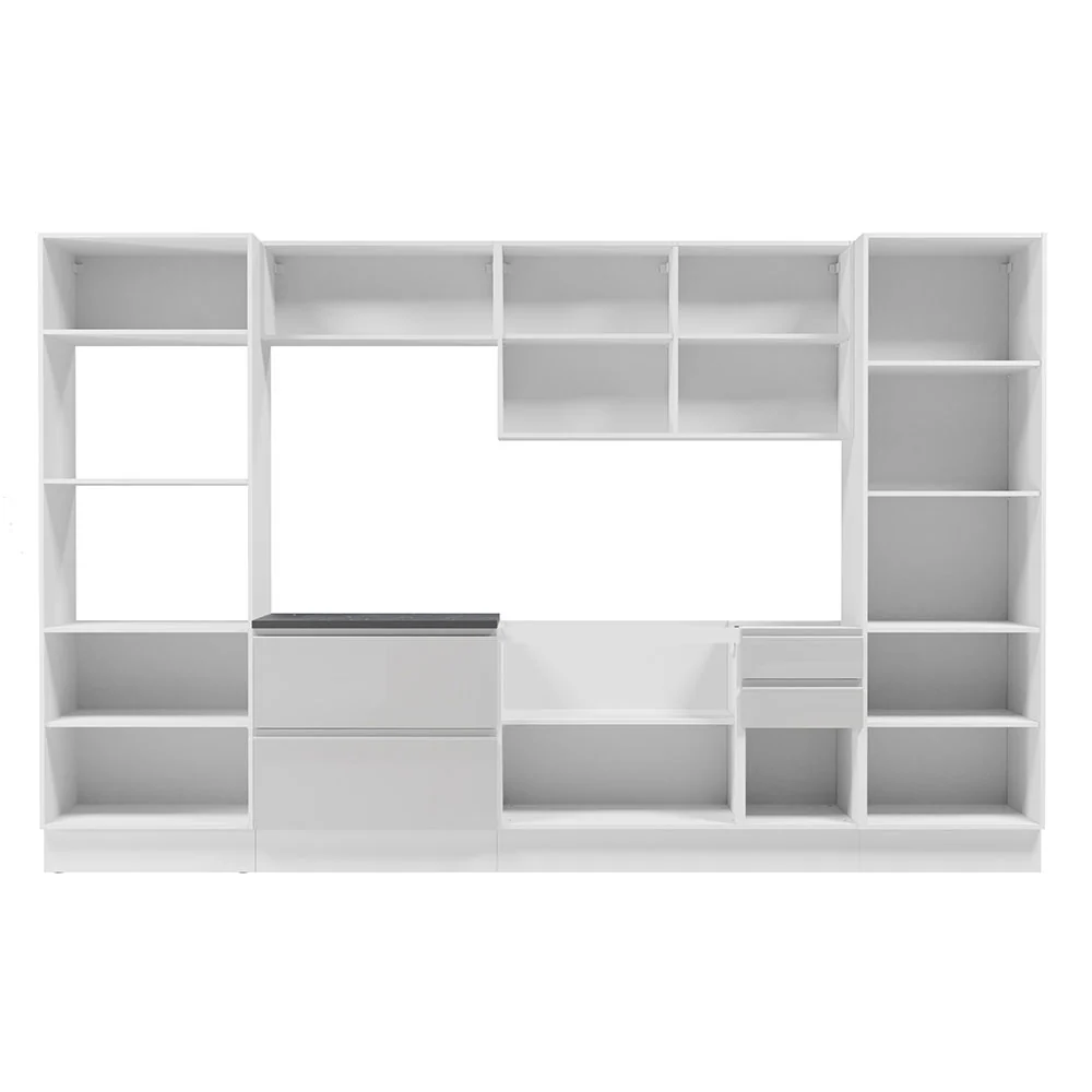 Armário de Cozinha Completa 100% MDF 330cm Frentes Branco Brilho Acordes Madesa 05 - Image 6