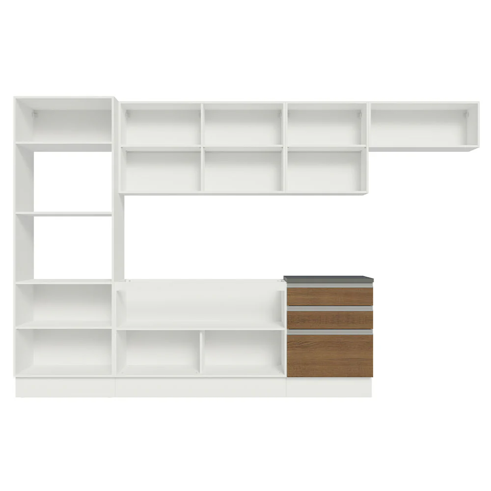 Armário de Cozinha Completa 100% MDF 330cm Branco/Rustic Acordes Madesa 06 - Image 6