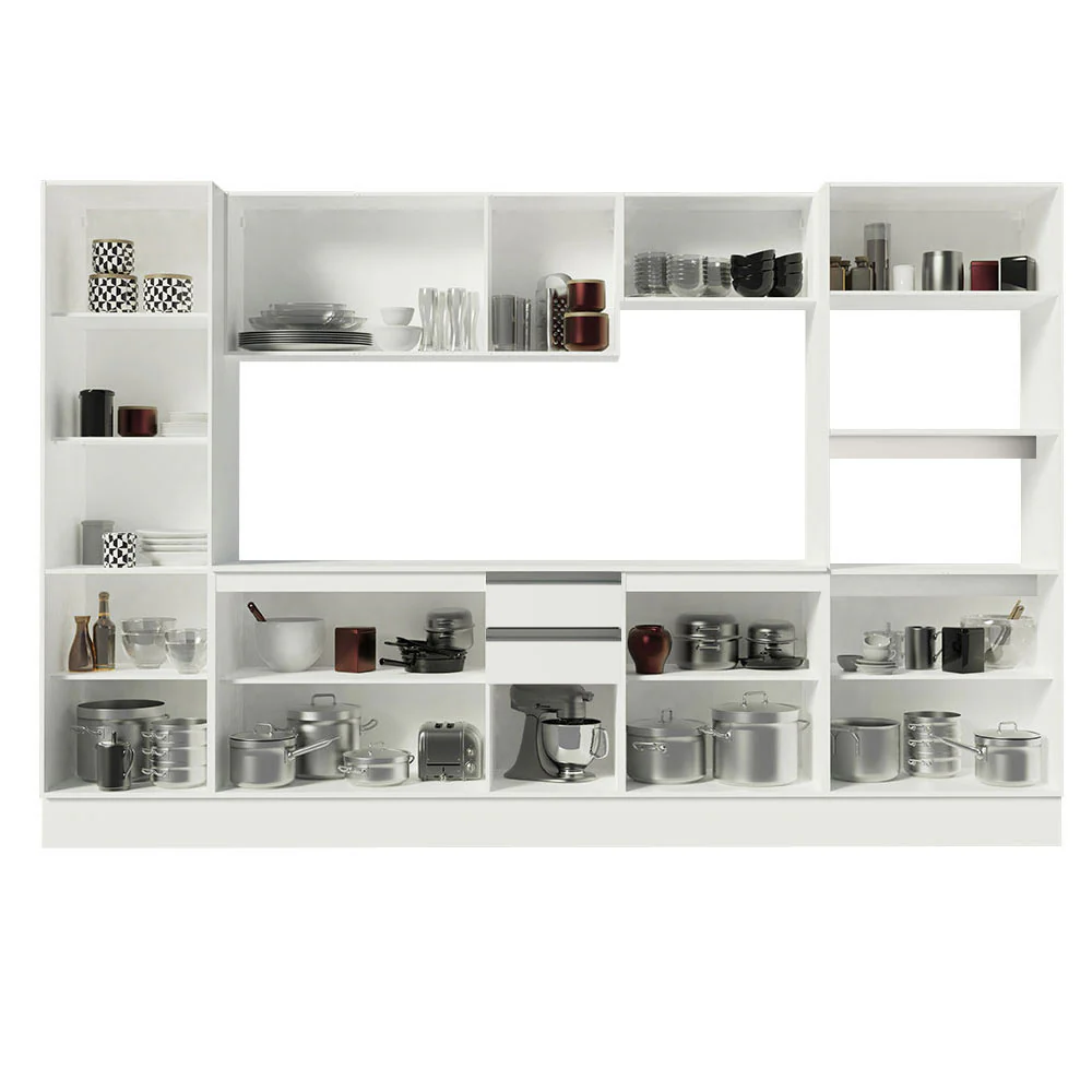 Armário de Cozinha Completa 100% MDF 300 cm Frentes Branco Smart Madesa 01 - Image 5