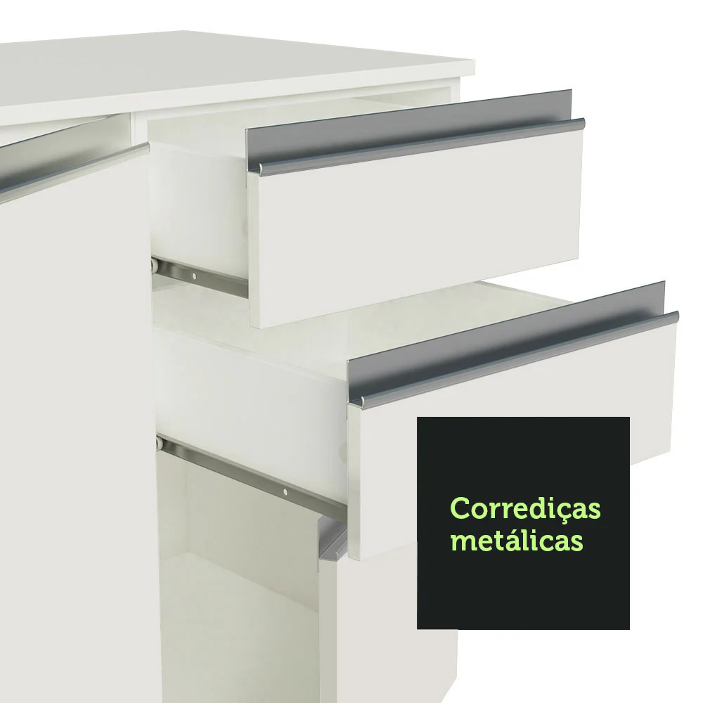 Armário de Cozinha Completa 100% MDF 300 cm Frentes Branco Smart Madesa 01 - Image 8