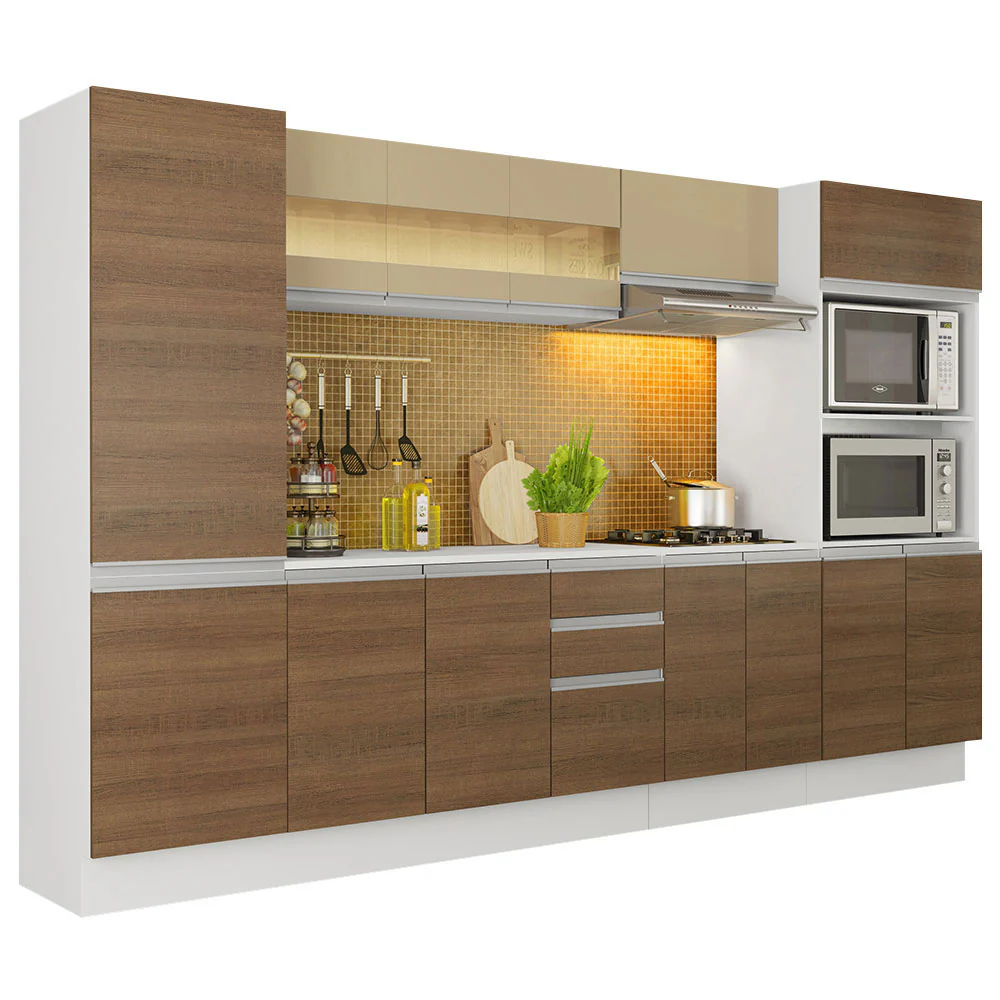 Armário de Cozinha Completa 100% MDF 300 cm Branco/Rustic/Crema Smart Madesa 01 - Image 2