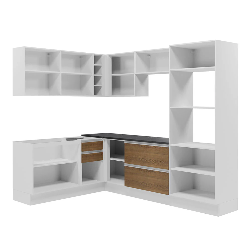 Armário de Cozinha Completa de Canto 100% MDF 419cm Branco/Rustic Acordes Madesa 03 - Image 6