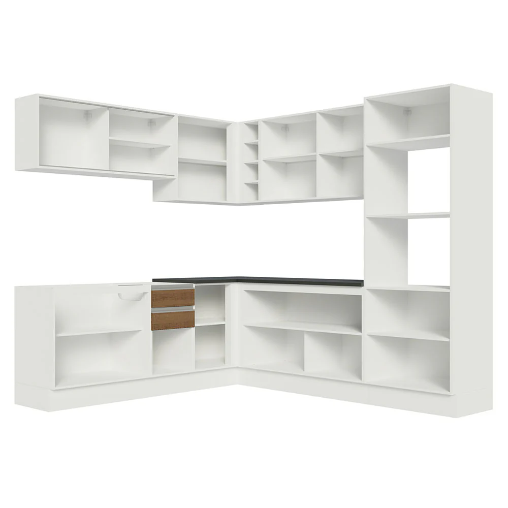 Armário de Cozinha Completa de Canto 100% MDF 459cm Branco/Rustic Acordes Madesa 01 - Image 6