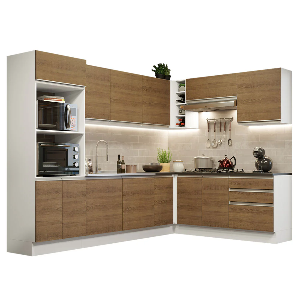 Armário de Cozinha Completa de Canto 100% MDF 479cm Branco/Rustic Acordes Madesa 03 - Image 2