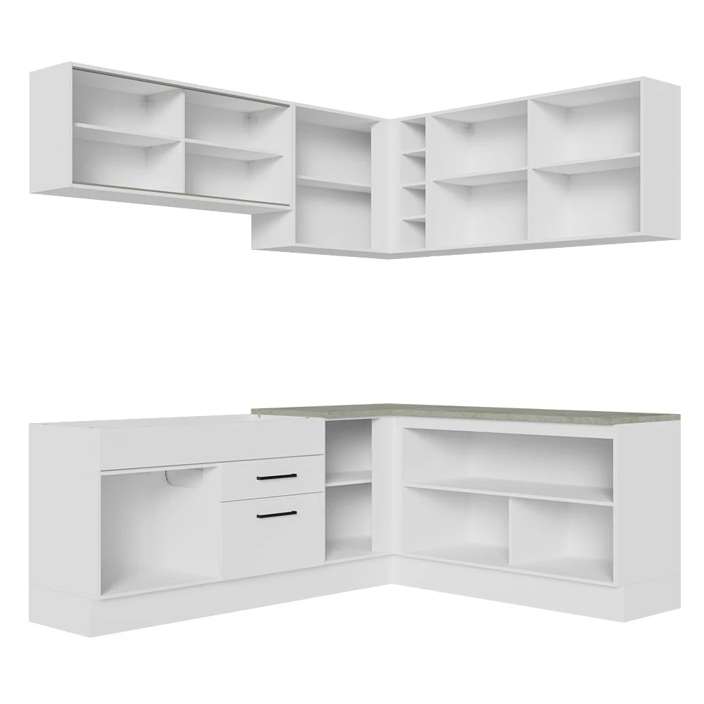 Armário de Cozinha Completa de Canto 389cm Branco Agata Madesa 01 - Image 12